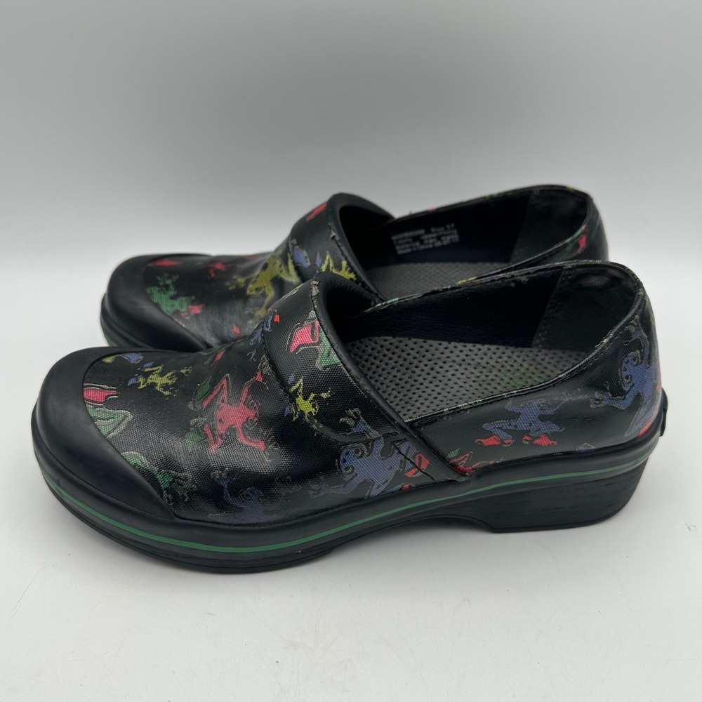 Dansko‎ Vegan Clogs Women Size 37 US 6.5-7 Black Multi Color Frog Slip On Shoes